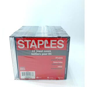 Staples 25 Pack CD Jewel cases - 5mm Slim‎ and clear - Brand New